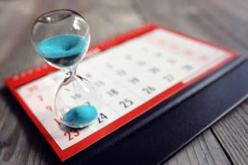 Hour glass on calendar - how long does a divorce take concept