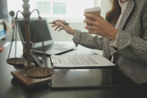 A lawyer discussing contract